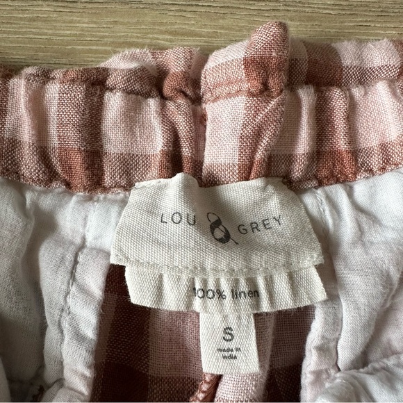 Lou & Grey 100% Linen Gingham High Waisted Wide Leg Pants Sz S - Picture 5 of 7